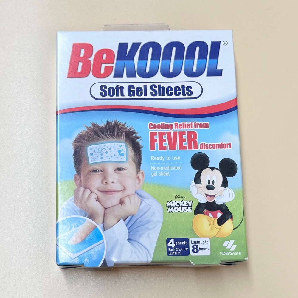 Be Koool Soft Gel Sheets for Kids Fever Cooling Relief 4 Patches Non-Medicated